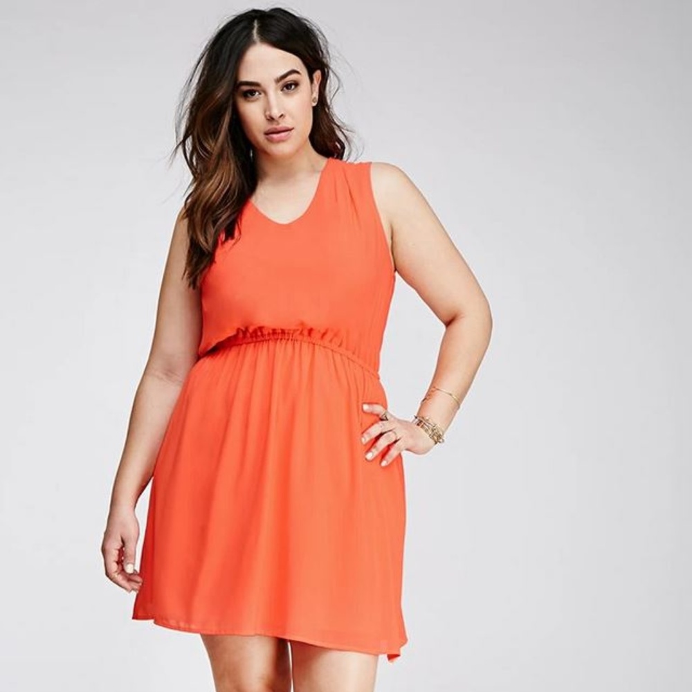 Light Coral Chiffon Cutout Back Dress - Size 2X
